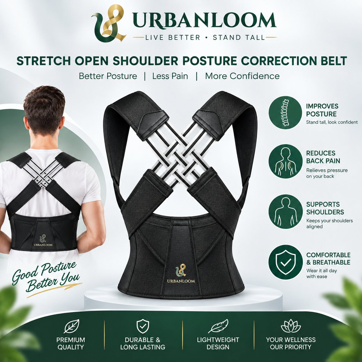 Back Brace Posture Corrector for Men and Women,Adjustable Back Posture Belt Invisible